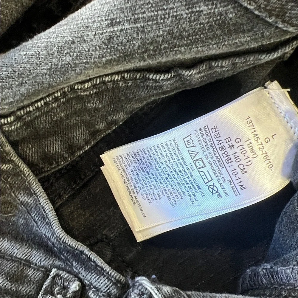 Gap black denim jeans overalls girls large 10 slim fit skinny